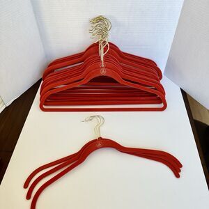Set 20 Joy Mangano Huggable Hangers 17 Pant Suit 3 Shirt Red Velvet Gold Hooks